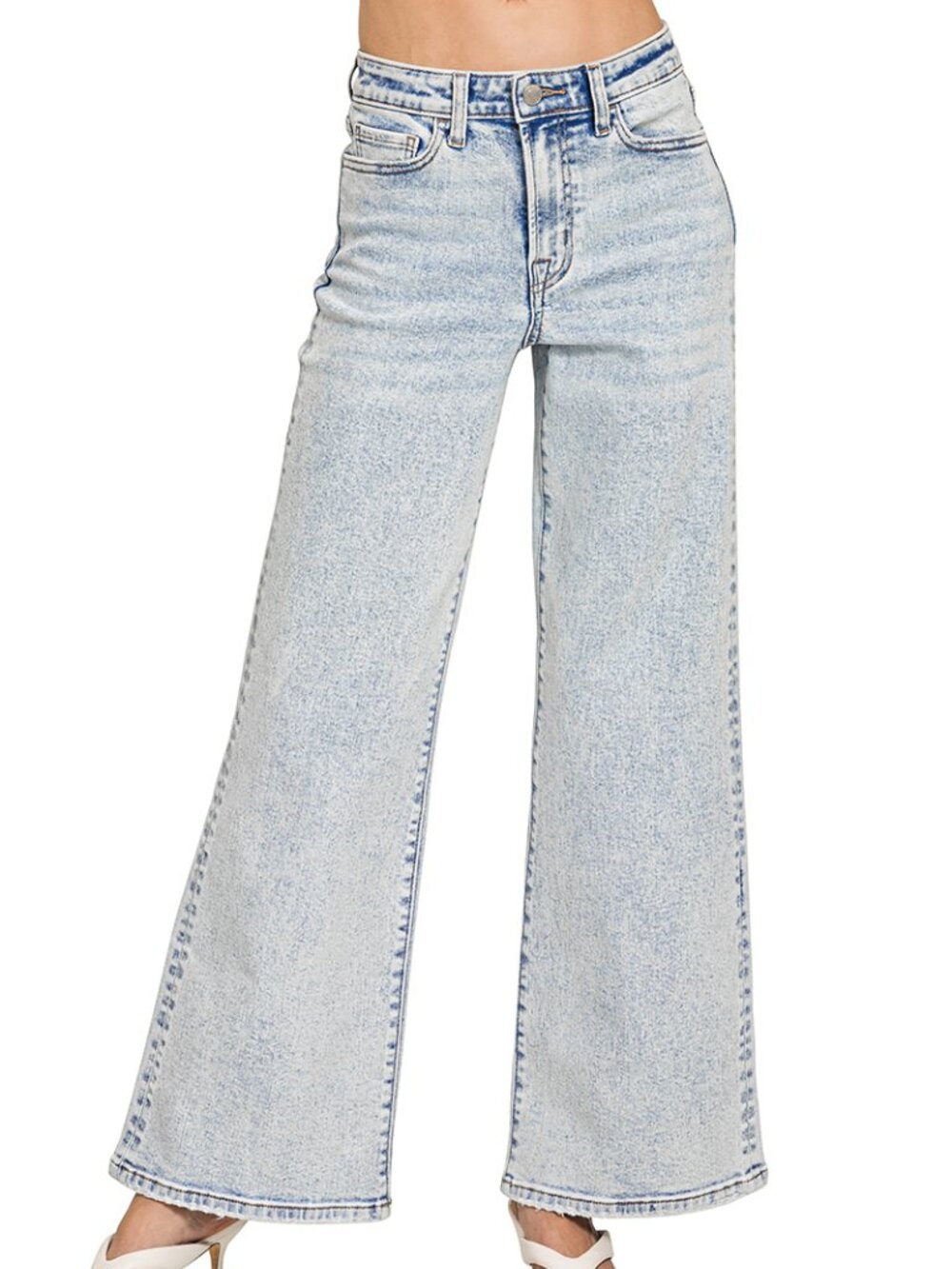 Light wash wide leg denim pants - Picture 2 of 6